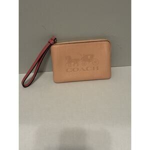 Coach Corner Zip Wristlet With Horse And Carriage Faded Blush Leather ,...